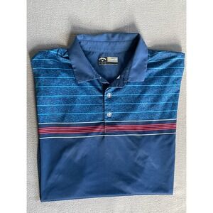 Callaway Polo Shirt Men's Extra Large Opti Dri Performance Golf Striped Blue